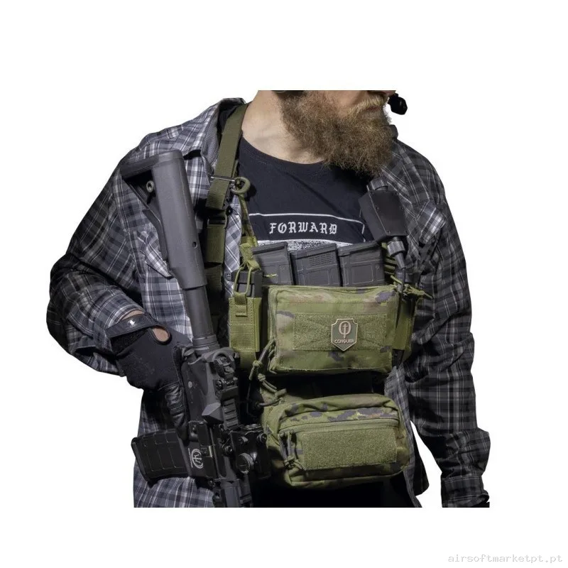 Chaleco Micro Chest Rig Conquer Boscoso Pixelado — Coletes & Rigs — Airsoft Market PT (foto 2)