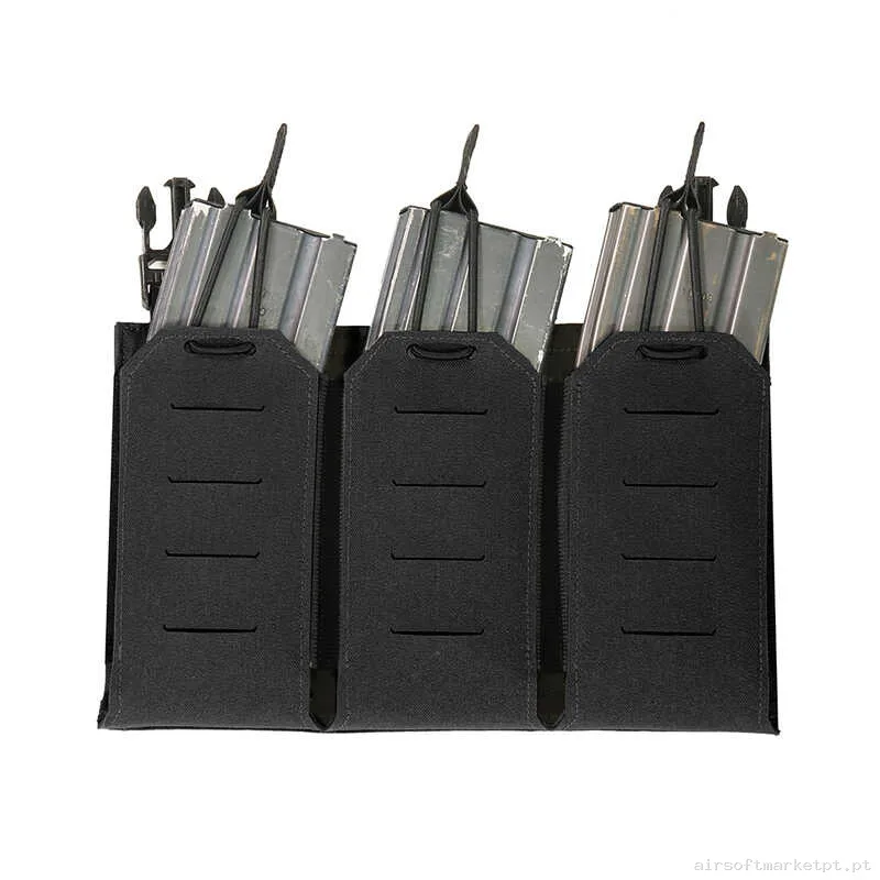 Pouch Magazine Pouch Triple M4 Warrior Assault Laser Cut Open Top Detachable preto — Coletes & Rigs — Airsoft Market PT