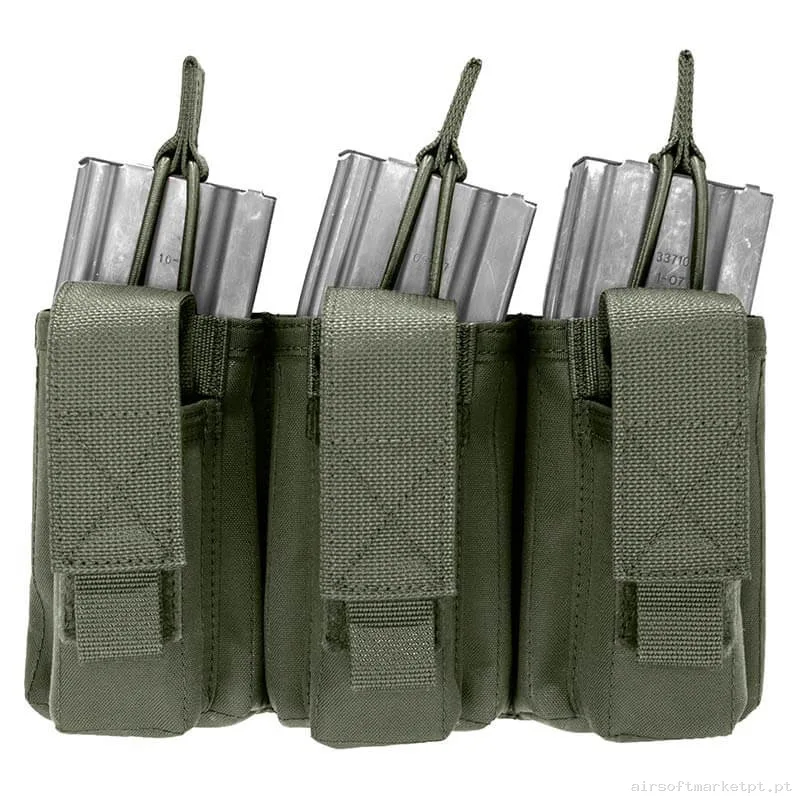 Pouch Magazine Pouch Triplo M4 + Pistola 9mm Warrior Assault Triplo Open verde od — Coletes & Rigs — Airsoft Market PT