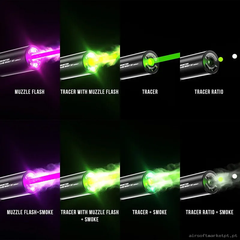 Silenciador Trazador Fogonazo E-Shooter humo Flare Smoky BT V900 Bluetooth Negro — Lanternas & Lasers — Airsoft Market PT (foto 2)