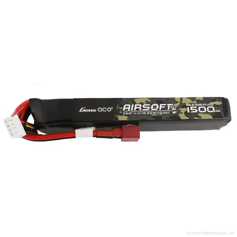 Bateria Lipo Stick Gens Ace 1500mah 11.1v 25c (T-Plug) — Baterias & Carregadores — Airsoft Market PT
