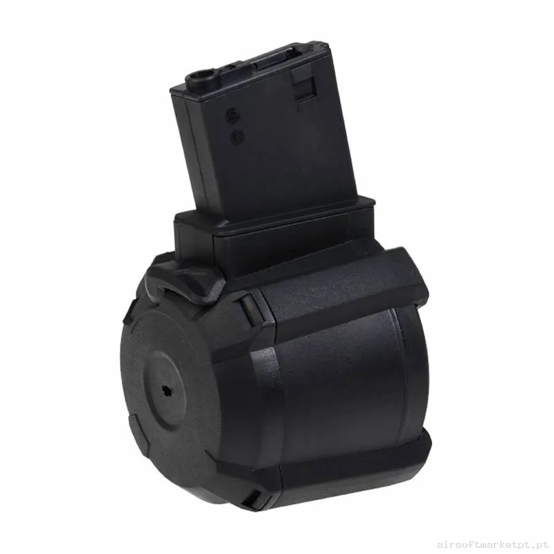 Magazine Réplica Drum M4 Saigo Elétrico 1000 Bbs preto — Carregadores / Magazines — Airsoft Market PT