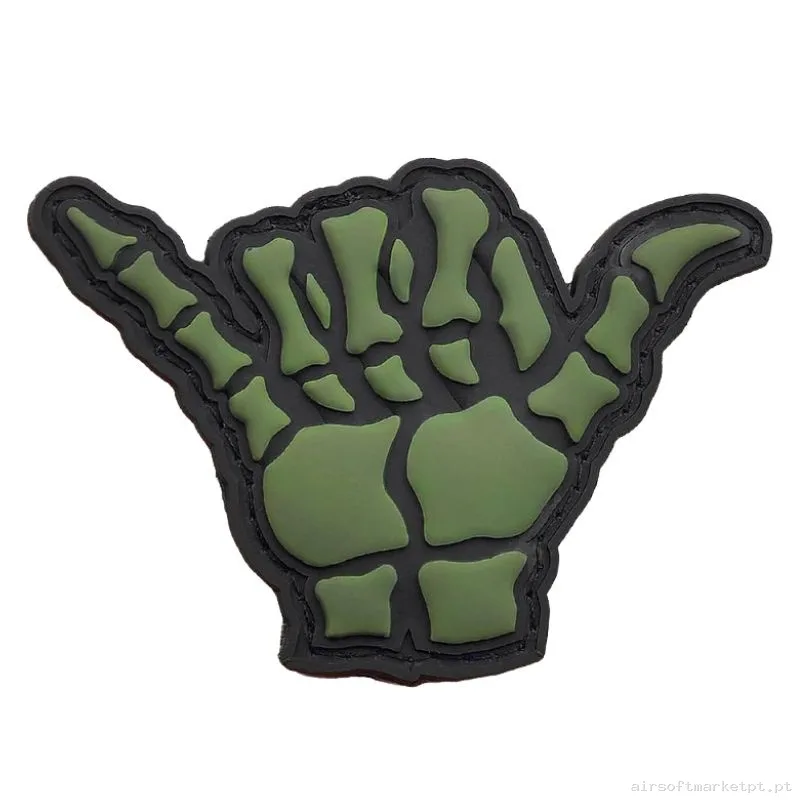 PARCHE GOMA RELIEVE OEM MANO ESQUELETO F17 VERDE OD — Patches & Decoração — Airsoft Market PT