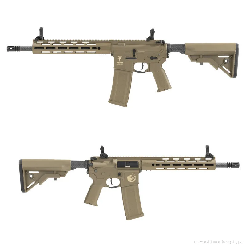 Réplica Shogun Gure Aeg Etu (VsCustom) Saigo Defense Tan — Rifles de Assalto (AR/M4/AK) — Airsoft Market PT