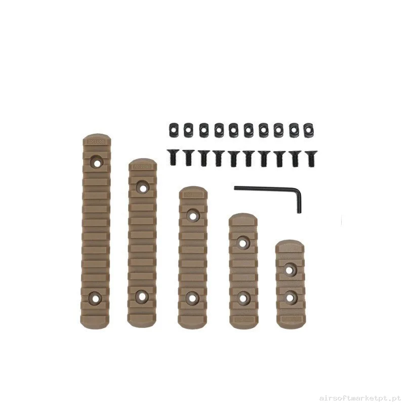 Set De 5 Railes Abs Compatible Con M-Lok 5/7/9/11/13 Tan — Peças Internas (AEG) — Airsoft Market PT