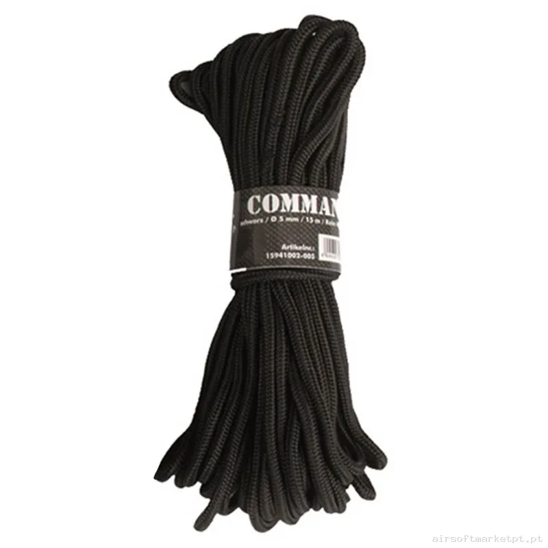 Corda Multiusos Mil-Tec Commando Rope 15m preta — Acessórios & Componentes — Airsoft Market PT