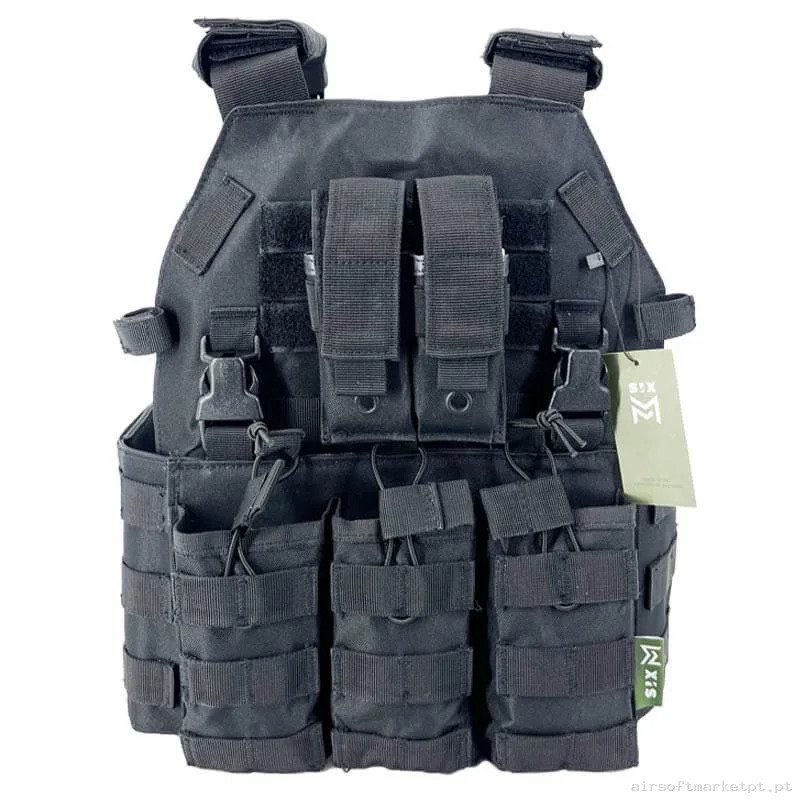Colete Sixmm 6094s preto — Coletes & Rigs — Airsoft Market PT