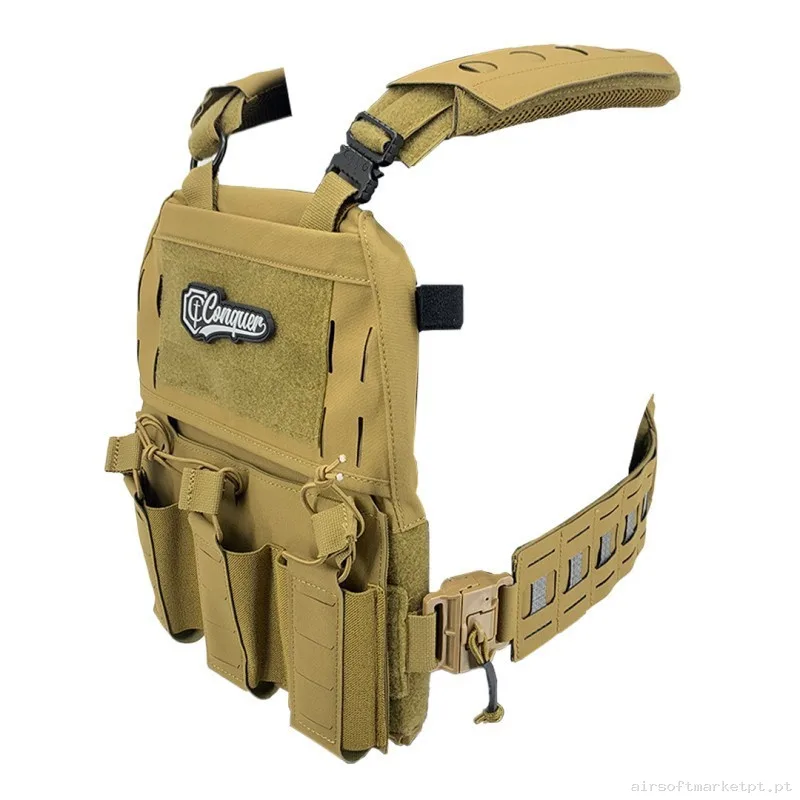 Chaleco Conquer MTPC COYOTE — Coletes & Rigs — Airsoft Market PT (foto 2)