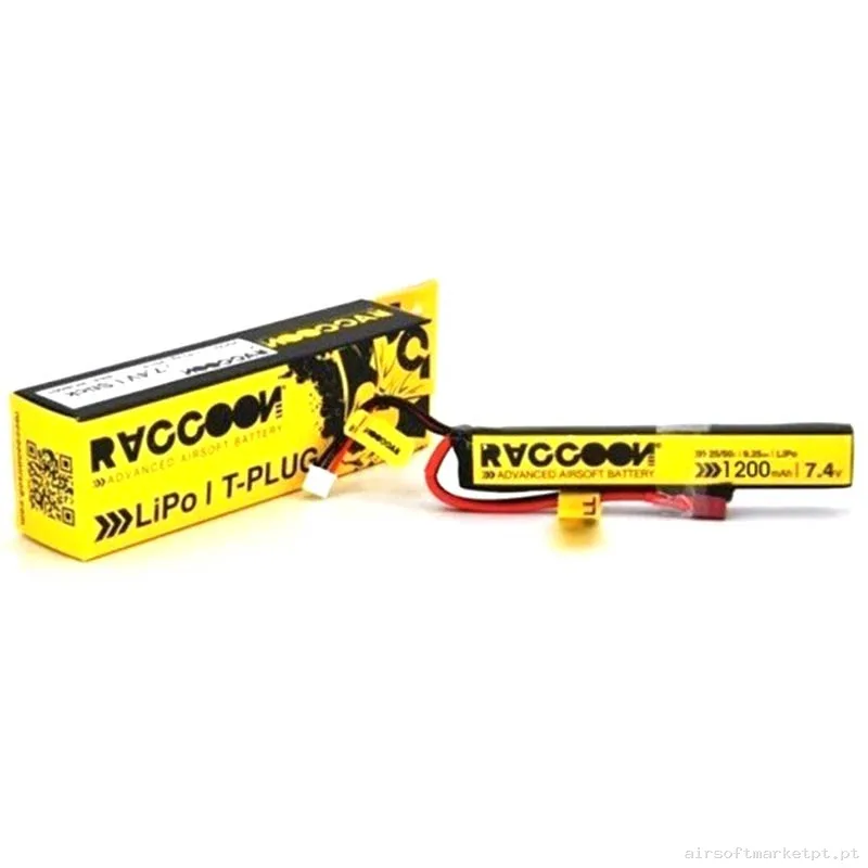 Bateria Lipo Stick Raccoon Pro 1200mah 7.4v 25-50C (T-Plug) — Baterias & Carregadores — Airsoft Market PT