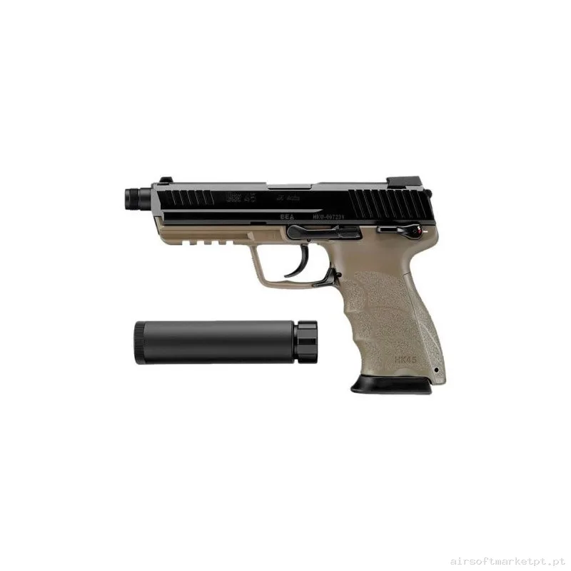 Pistola HK45 Tactical Tokyo Marui Negra/Tan — Pistolas — Airsoft Market PT (foto 2)