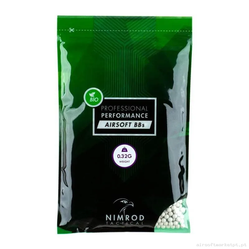 BBs Bio 0.32g Nimrod Professional Performance 1kg Brancas — Munição (BBs) — Airsoft Market PT