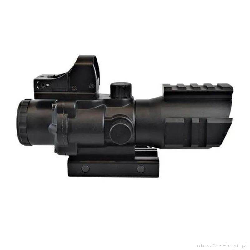 Mira JS Tactical 4x32 Con Fibra óptica + Micro Red Dot — Miras & Ópticas — Airsoft Market PT (foto 2)