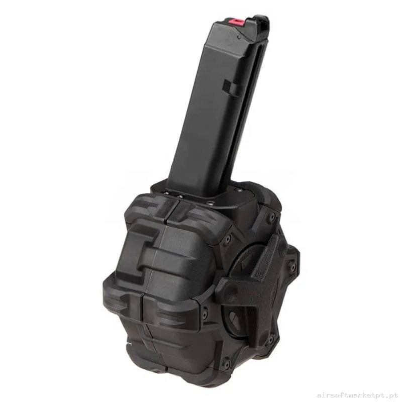 Magazine Pistola Gas G17 Aw Custom Vx Series Drum 350 Bbs — Carregadores / Magazines — Airsoft Market PT
