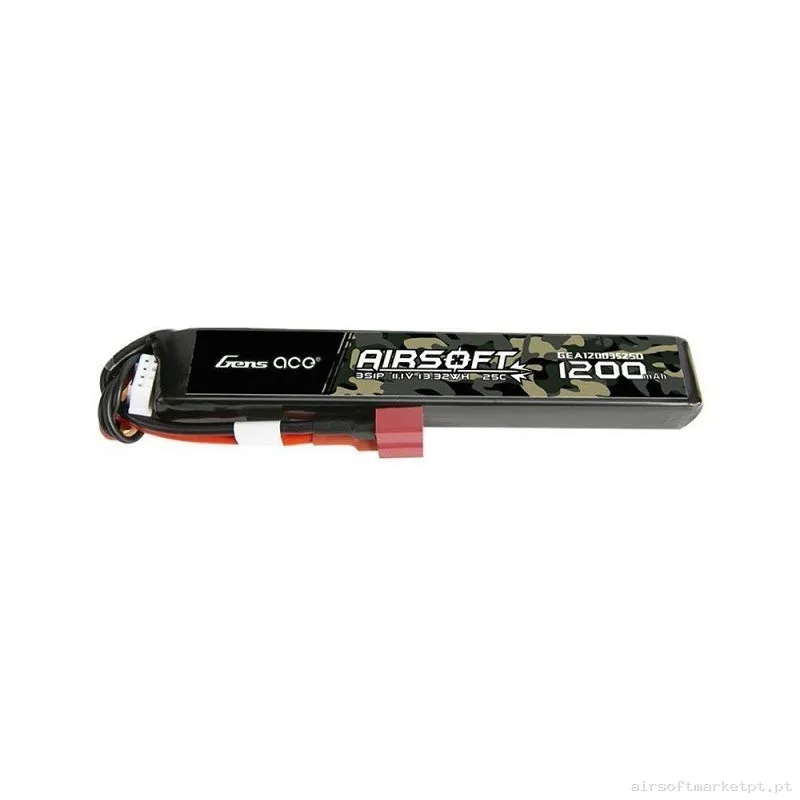 BATERÍA GENS ACE 1200MAH 25C 7.4V STICK T-DEAN — Baterias & Carregadores — Airsoft Market PT