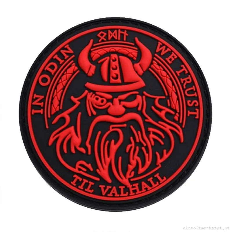 Parche Goma Relieve Oem in Odin WE Trust F5 preto/Vermelho — Patches & Decoração — Airsoft Market PT