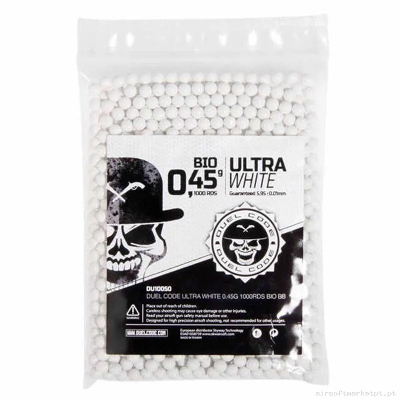 BBs Bio 0.45g Duel Code 1000 BBs Brancas — Munição (BBs) — Airsoft Market PT