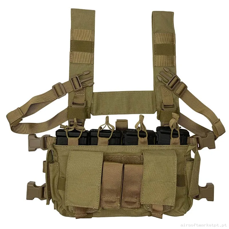 Colete Chest Rig Conquer Multi Chest Rig tan — Coletes & Rigs — Airsoft Market PT