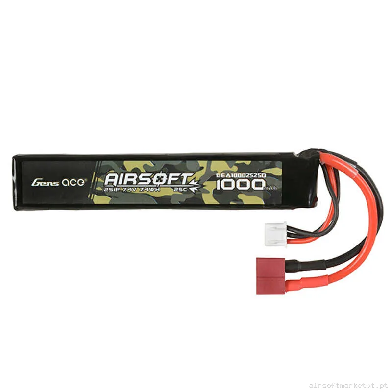 Bateria Lipo Stick Gens Ace 1000mah 7.4v 25c (T-Plug) — Baterias & Carregadores — Airsoft Market PT