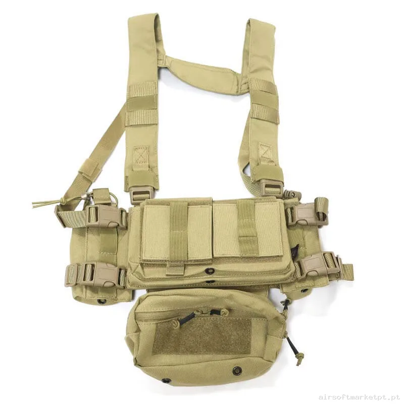 Colete Chest Rig Conquer Mini Chest Rig tan — Coletes & Rigs — Airsoft Market PT