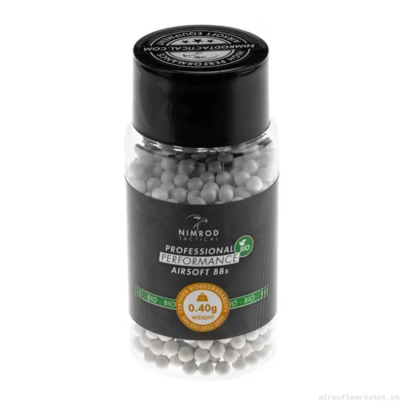 BBs Bio 0.40g Nimrod Professional Performance 1000 BBs Brancas — Munição (BBs) — Airsoft Market PT
