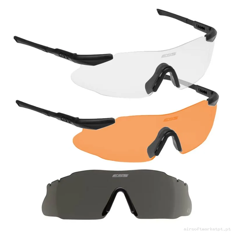 Óculos Ess 3 Lentes Ice Tactical 2x Kit Pretas — Proteção Ocular & Facial — Airsoft Market PT