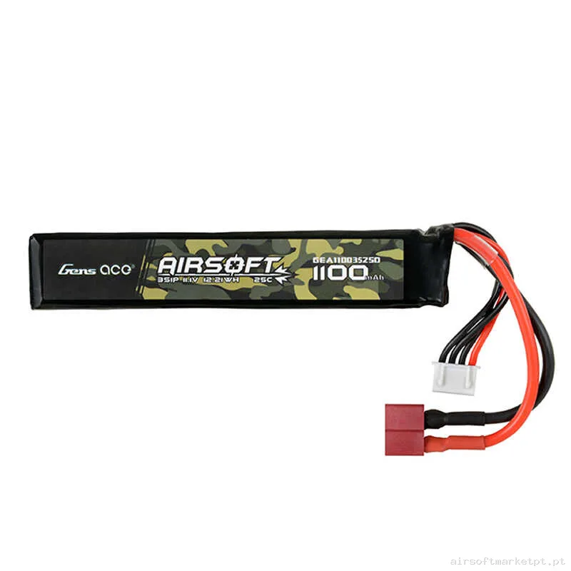 Bateria Lipo Stick Gens Ace 1100mah 11.1v 25c (T-Plug) — Baterias & Carregadores — Airsoft Market PT