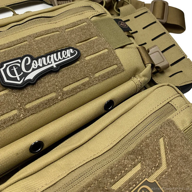 Chaleco Chest Rig Conquer Titan tan — Coletes & Rigs — Airsoft Market PT (foto 2)