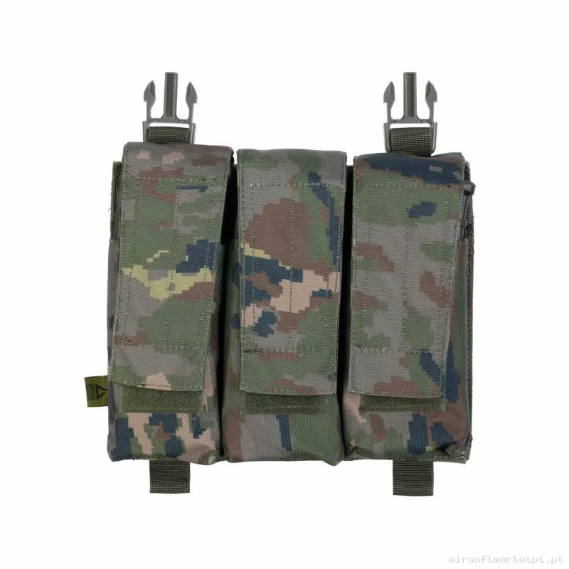 Pouch Magazine Pouch Triple M4 Delta Tactics Force Solapa Detachable Boscoso Pixelado — Coletes & Rigs — Airsoft Market PT