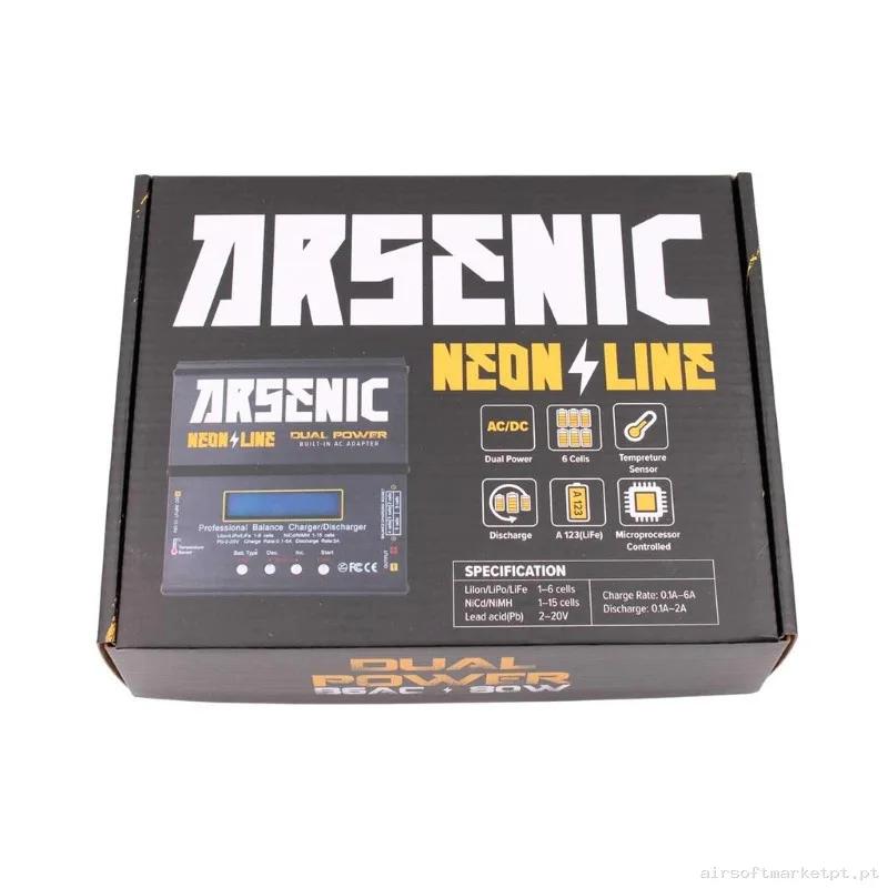 CARGADOR BATERIA LIPO ARSENIC B6AC BALANCEADOR LIPO/LIFE/NIMH 80W NEGRO — Baterias & Carregadores — Airsoft Market PT (foto 5)