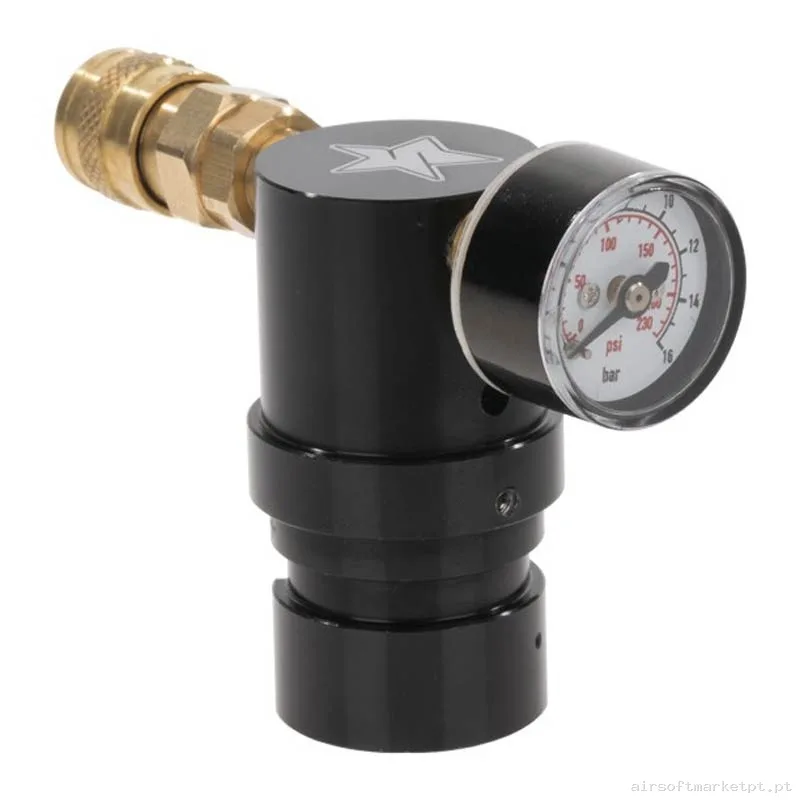HPA Regulador Spirit Field Micro Regulator Foster 0-200 Psi negro — HPA & Linhas — Airsoft Market PT
