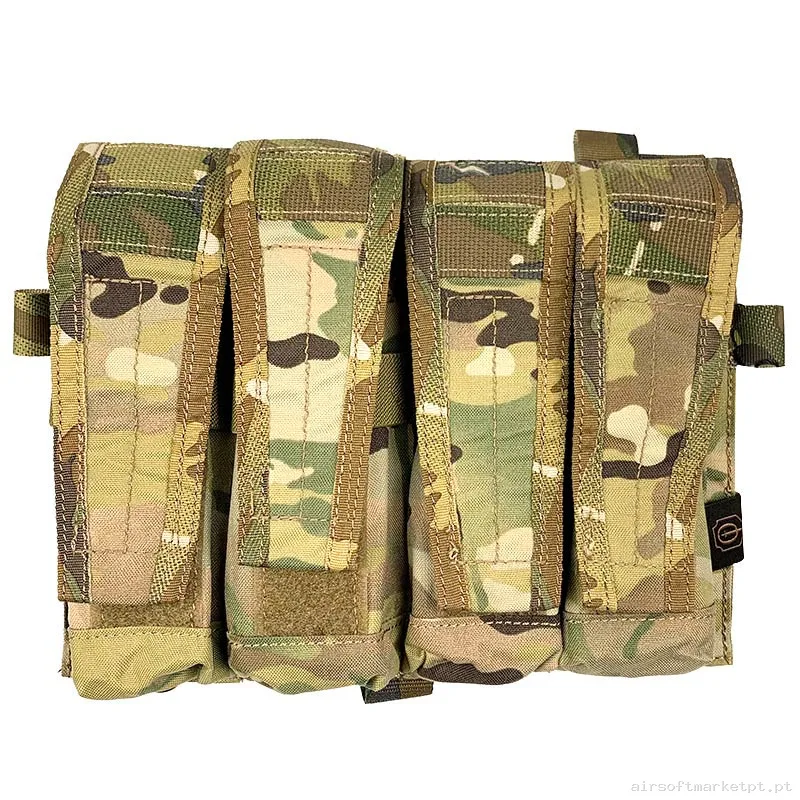 Pouch Magazine Pouch Cuadruple Mp5/Mp7 Conquer Cvs Quad SMG Mag Pouch Estilo multicam — Coletes & Rigs — Airsoft Market PT