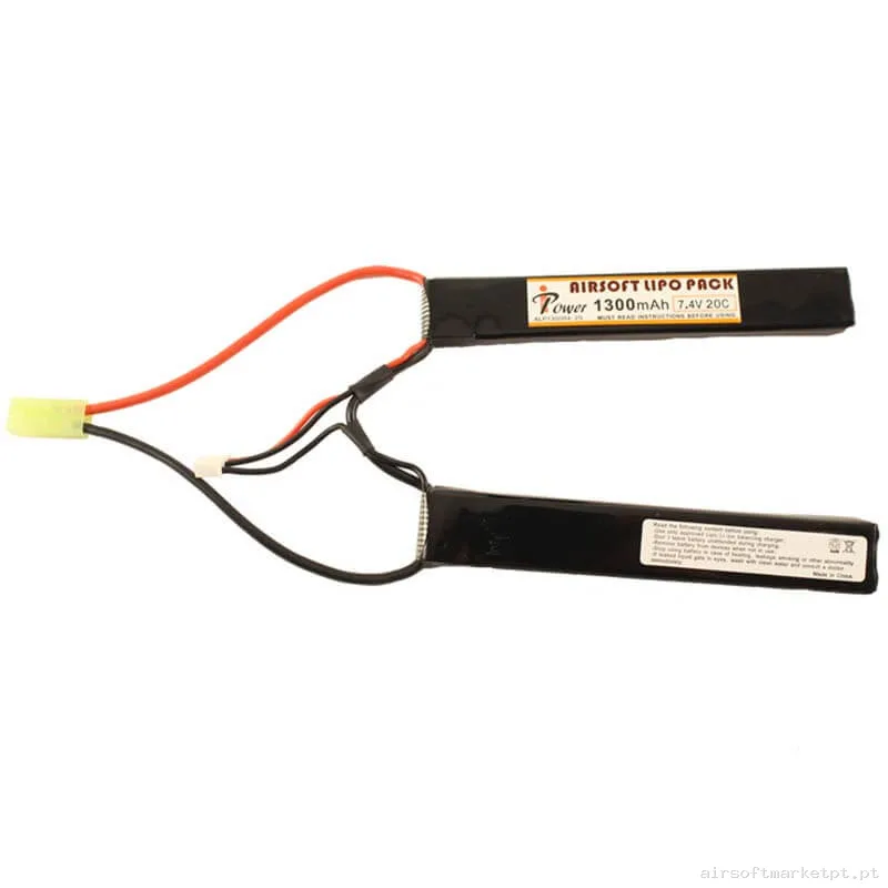 Bateria Lipo Nunchuk Dupla Ipower 1300mah 7.4v 20c — Baterias & Carregadores — Airsoft Market PT