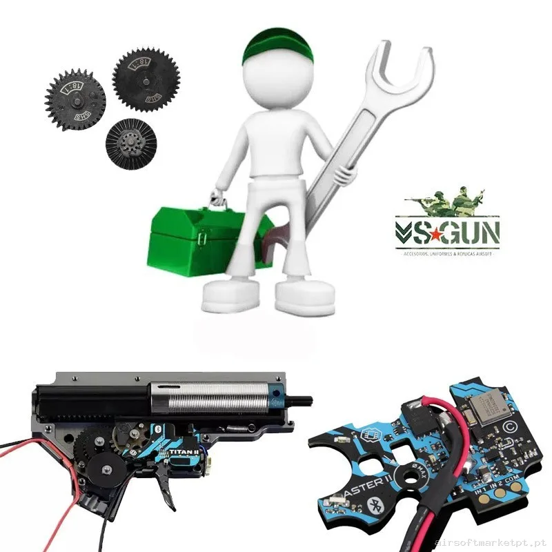 REPLICAS COMPRADAS EN VSGUN - PACK CAMBIO GATILLO ELECTRONICO, ENGRANAJES, SHIMEADO Y COMPRESIÓN — Outros — Airsoft Market PT