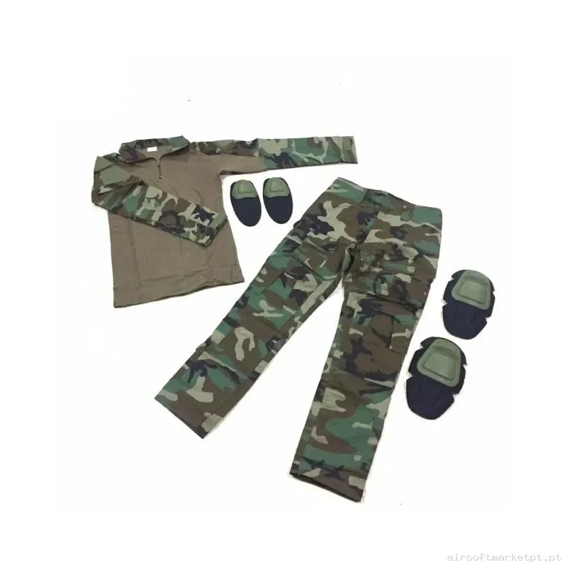 UNIFORME WOODLAND CON RODILLERAS Y CODERAS - XXL — Vestuário (Fardas) — Airsoft Market PT