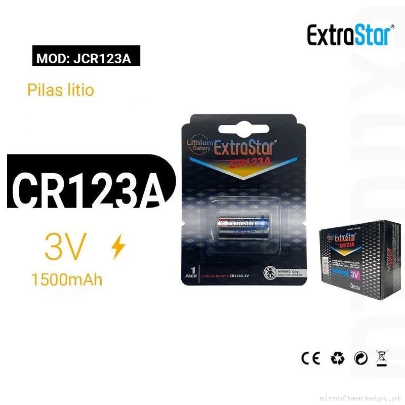 Pila litio 3V pack 2 pilas CR123A — Acessórios & Componentes — Airsoft Market PT