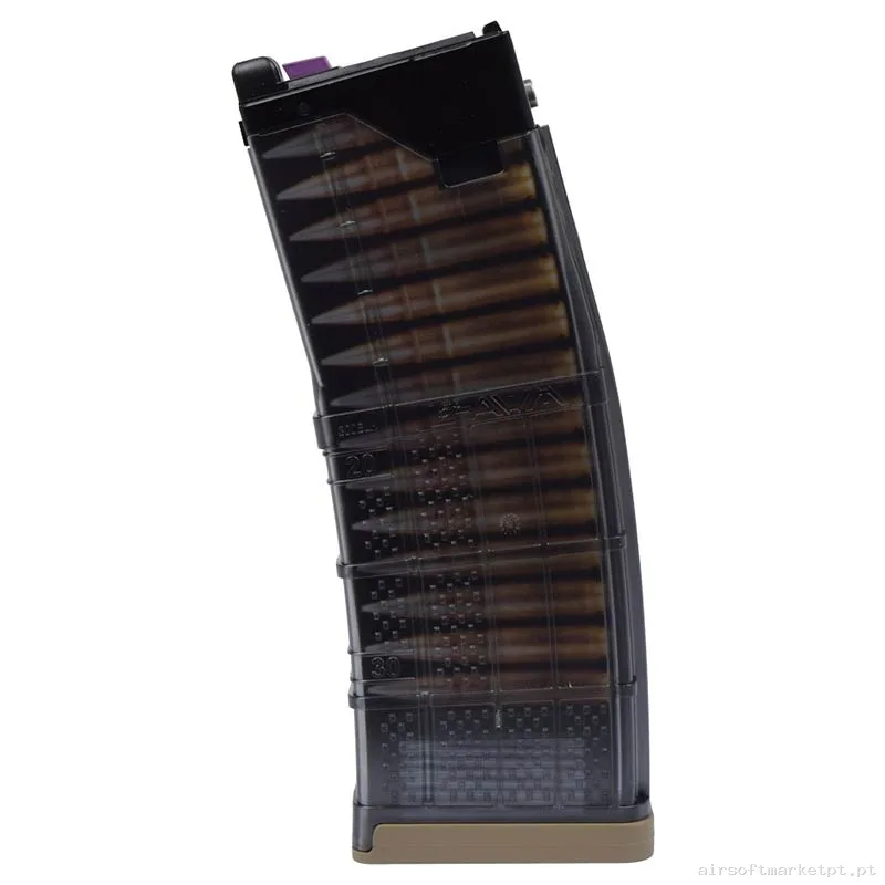 Magazine Réplica Lowcap M4 GBB Cyma Lancer L5awm MWS 30 Bbs preto/Bege (.300blk) — Carregadores / Magazines — Airsoft Market PT