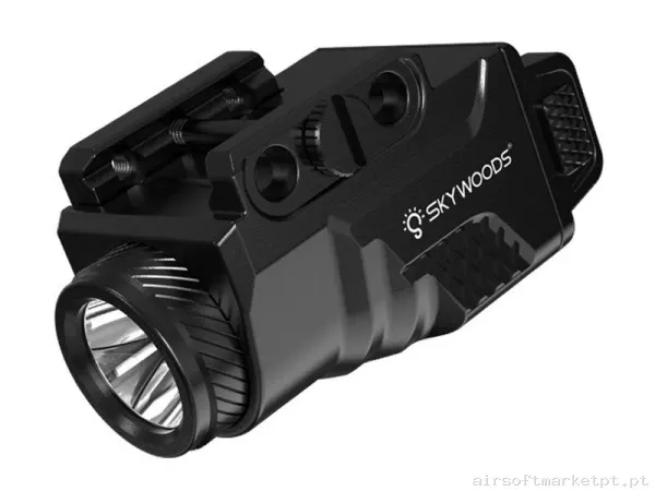LINTERNA MINI PARA PISTOLA 480 LUMENES SKYWOODS OURAGAN NEGRA — Lanternas & Lasers — Airsoft Market PT