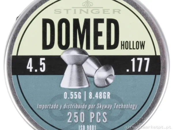 Perdigão Diábolo Punta Hueca 4.5mm 0.55g Stinger Domed Hollow 250u — Munição (BBs) — Airsoft Market PT