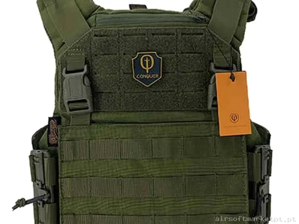 CHALECO CONQUER CQR GEN2 VERDE OD — Coletes & Rigs — Airsoft Market PT