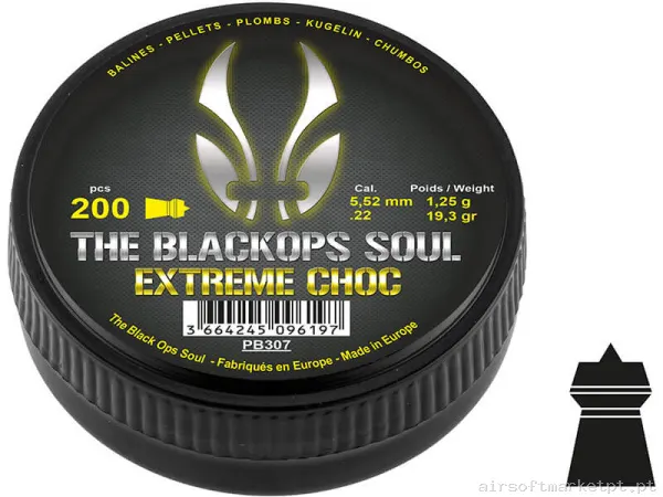 Perdigon Diábolo Punta Afilada 5.5mm 1.25g Bo Manufacture Extreme Choc 200u — Munição (BBs) — Airsoft Market PT
