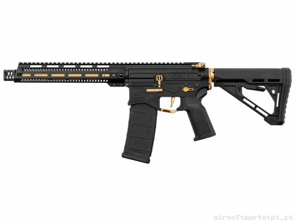 Réplica airsoft AEG M4 Zion Arms R15 Mod.1 Long ETU preta/Dourada — Rifles de Assalto (AR/M4/AK) — Airsoft Market PT