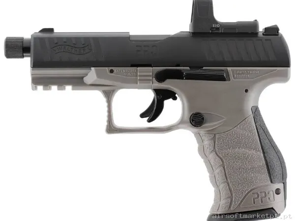 Airgun CO2 4.5mm Pistola Umarex Ppq M2 Q4 Tac Combo 4.6" Blowback preta/Cinza — Pistolas — Airsoft Market PT