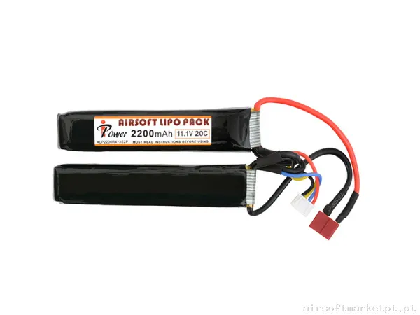 Bateria Lipo Nunchuk Duplo Ipower 2200mah 11.1v 20c (T-Plug) — Baterias & Carregadores — Airsoft Market PT