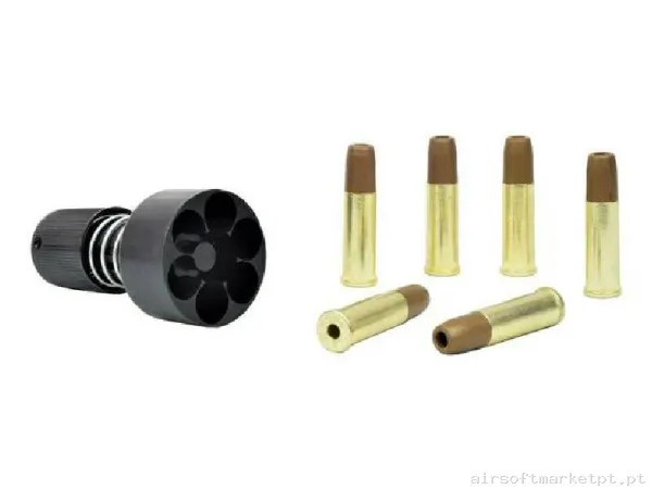 Cartuchos Revolver CO2 4.5mm Bruni 6u Dourado + Speed Loader negro — Carregadores / Magazines — Airsoft Market PT