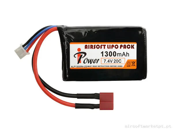 Bateria Lipo Stick Mini Ipower 1300mah 7.4v 20c (T-Plug) — Baterias & Carregadores — Airsoft Market PT