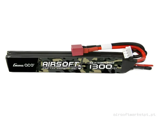 Bateria Lipo Nunchuk Doble Gens Ace 1300mah 7.4v 25c (T-Plug) — Baterias & Carregadores — Airsoft Market PT