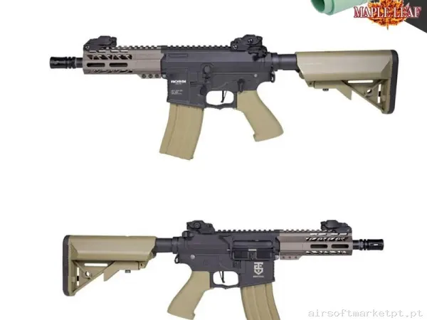 ROSSI M4 SENTINEL OMEGA CON GATILLO ELECTRÓNICO NEGRA/TAN - MEJORADA MAPLE LEAF — Rifles de Assalto (AR/M4/AK) — Airsoft Market PT
