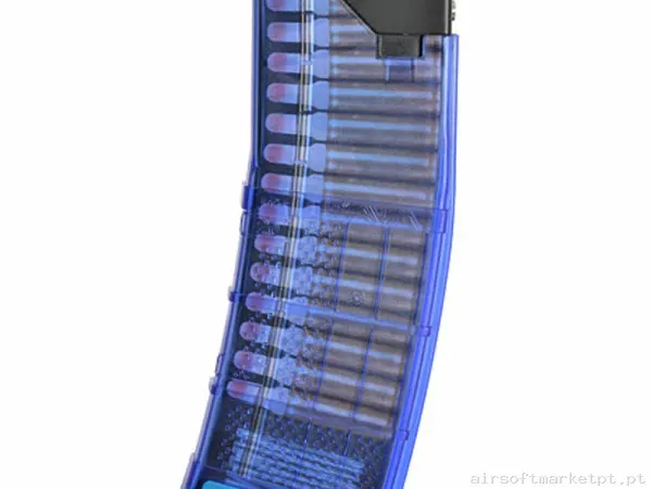 Magazine Réplica Lowcap M4 GBB Cyma Lancer L5awm MWS 30 Bbs azul (.300blk) — Carregadores / Magazines — Airsoft Market PT