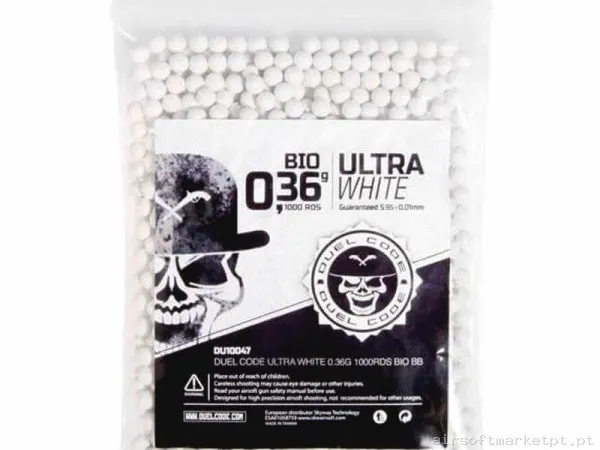 BBs Bio 0.36g Duel Code 1000 BBs Brancas — Munição (BBs) — Airsoft Market PT