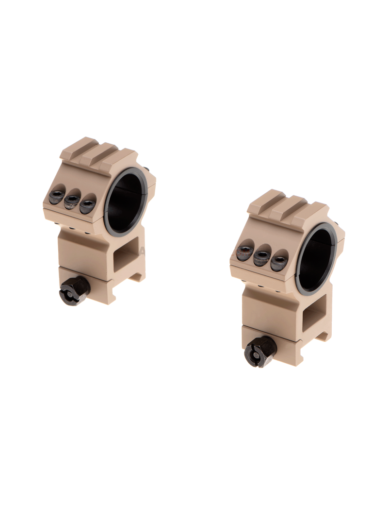 Top Rail 25.4mm / 30mm Mount Rings - Desert [Aim-O] — Miras & Ópticas — Airsoft Market PT